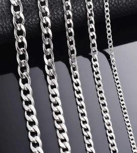 Largura de 1 peça 3mm 4 5mm 5mm 6mm 7mm 7 5mm Colar de corrente de ligação cubana para homens Mulheres Basic Punk Stainless Chain Chokers Q01393224