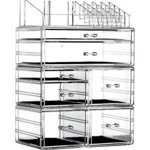 Storage Boxes Bins Transparent Makeup Organizer Drawer Skin Care Large Cosmetic Display Box Stackable with 7 Drawers Q240506