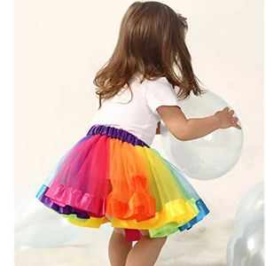 YVO2 tutu Dress Shine Rainbow Tutu Skirt Layered Ballet Skirts Multicolor Tulle Dress Polyester for Toddlers Girls d240507