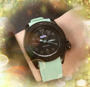 Popular men black ceramic case watches day date time men's clock colorful rubber strap quartz movement double calendar customed logo wholesale male gifts wristwatch