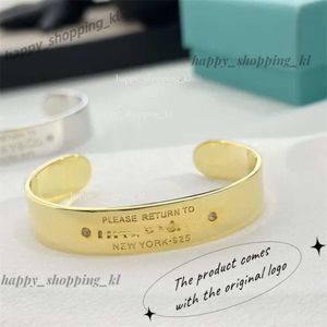 Designer C Type Open Bracelet Stainless Steel Couple Engraved Bracelet Metal Belt Diamond Bracelet Tiffanyjewelry 830