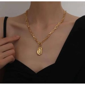 Chains Simple Necklace T-button Geometric Pendant Chain Titanium Steel Necklaces For Women 2023 Fashion Jewelry