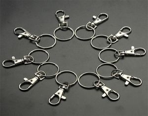 10pcslot Classic Key Chain Ring Серебряный металлический поворотный лобстер защелк Клюки Крюки Крюки Келовой Кольцо с разделением кольцо DIY Bag Увеличьеся украшение wholeales2726371