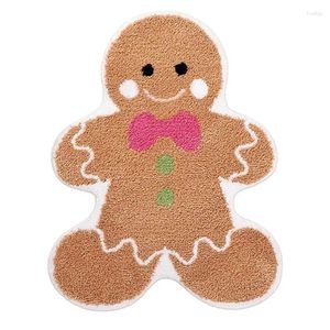 Tapetes fofos gingerbread man tapetes não escorregões atmosfera de natal tape de porta decorativa para o quarto da cozinha banheiro viva