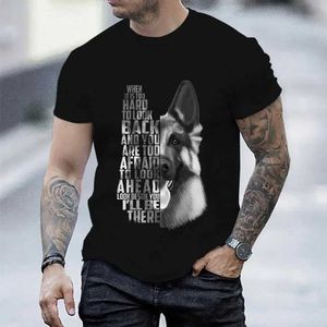 Мужская футболка повседневная футболка для мужчин Немецкая овчарка с печеночной футболкой Немецкая овчарка черно-белая футболка мода мода T240506