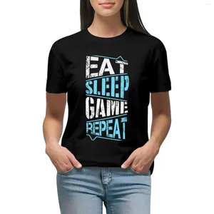 Polos femininos comem jogo de sono Repita camiseta coreana moda kawaii roupas fofas tops fofos