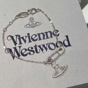 Designer Westwood Full Diamond Pin Saturn Bracelet Womens Fashion Ins Design