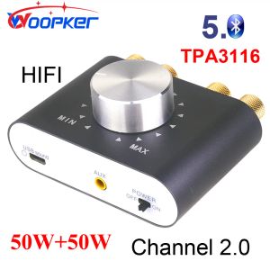 Förstärkare Woopker Mini Digital Amplifier X24 Max 100W Bluetooth 5.0 TPA3116 HIFI 2.0 Channel Stereo Audio Power AMP för hemmabil