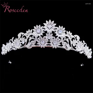 CABELO CLIPS ACESSÓRIOS DE CASAMENTO Jóias Jóias Europeias Princesa Coroa Floral CZ Zircão Tiaras RE4721