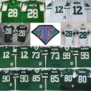 Vintage Football 90 Dennis Byrd Jersey 85 Wesley Walker 28 Curtis Martin 80 Wayne Chrebet 12 Joe Namath 73 Joe Klecko 99 Mark Gastineau 208D