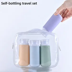 Storage Bottles 98ML Silicone Refillable Lotion Bottle Empty Travel Portable Squeeze Shampoo Shower Gel Liquid Cosmetic Dispenser Containers