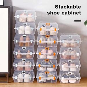 Ящики для хранения BINS Пластиковая обувная коробка сохраняет прозрачное хранилище пространства с менеджером вентиляционного отверстия, подходящего для домашних шкафов и надежных коробок Q240506