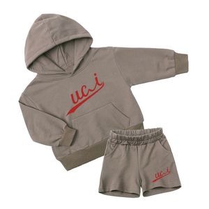 Set di abbigliamento per bambini ragazzi con cappuccio per bambini con cappuccio per bambini con cappuccio pantaloni corti set per bambini abiti da binari per neonati abiti casual casual cxd240575-12