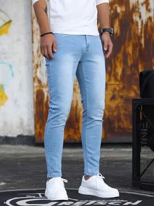 Men's Jeans Spring Summer Mens Jeans Ripped Stretch cotton Black Blue Slim Pencil Pants Everyday Casual Social Denim Pants Cala Masculina Y240507