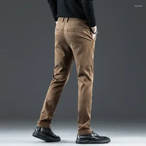 Men's Pants 2024 Lyocell Slim Straight Cargo Elastic Waist Business Casual Trouse Autumn Korean Fashion Coffee Gray Black