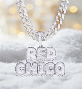 With 20MM Cuban Chain Custom Name Drip Bubble Letters Chain Pendants Necklaces Men039s Zircon Hip Hop Jewelry For Gift CX2007253601752