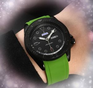 Schwarzer Keramik -Fall Tag Datum Uhrzeit WOCHE WATCH SCHOUTEN BISSE LOGO BIG SIGE MEN CROCK Quarz Batterie Bunte Gummi -Gummi Präsident Kette Doppelkalender Uhren Geschenke