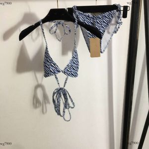 Designer badkläder kvinnor märke kvinnokläder sommar bikini mode brev tryck damer sexig rygglös sling strand baddräkt flicka split baddräkt 06 maj