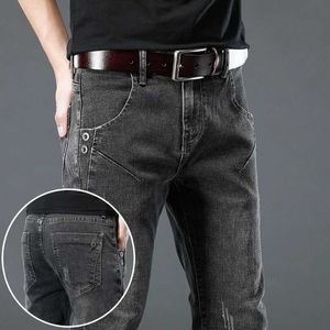 Men's Jeans High Quality Men Stretch Denim Jeans Fashion Casual Slim DesignTrousers Male Gray Black Pants Mens Brand Denim Pants Y240507