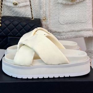 Cross Tied Women Platform Slippers Runway Classic Brand Designer2024 Summer New Arrive Ongeter Wear Heigh
