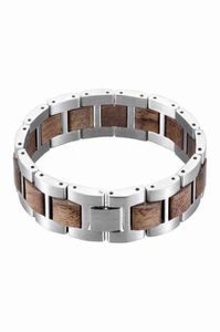 Verkauf von Produkten Custom hölzerne Edelstahlarmband Walnuss Holzarmband Männer Silber Armband Top Marke Luxusgeschenke 2201172863623