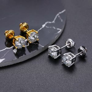 Klassisk vintage skruv tillbaka 18K guldpläterad diamant rostfritt stål lyxigt fina mode smycken studörhängen för kvinnor grossist
