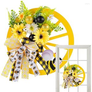 Decorative Flowers Sunflower Wreath Festival Sun Flower Door Decoration Semicircle Ornament Hanging Pendant Summer Floral