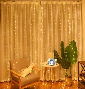 Decorações de jardim LED Curtain Light Fairy Twinkle Light USB com controle remoto para o quarto da festa de casamento da festa de casamento Halloween Christmas2507333