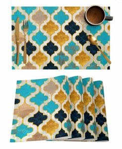 Tavolo tavolino vernice astratto marocchino retrò blu verde giallo da cucina tazza tazza tazza di caffè tocchetto da caffè 4/6pcs desktop