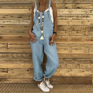 Kvinnor Casual Solid Color Sleeveless Justerbara remmar Löst Jumpsuit Bibb Övergripande Lämplig för skolarbetsdatum 240429