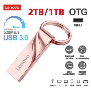 Adaptador Lenovo 2TB USB Flash Drive 1 TB Metal Pen aciona 512 GB 256 GB Stick de memória USB 128 GB de alta velocidade