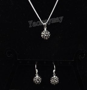 Fashion Rhinestone Jewellery Set Hematite Disco Ball Pendant Earrings And Necklace For Women 10 Sets Whole8886383