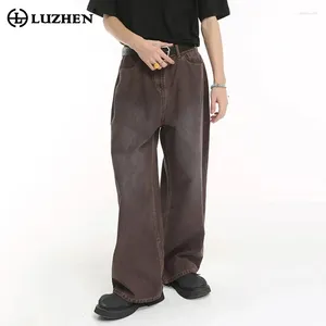 Erkek Kot Luzhen Düz Orijinal Vintage Bahar Yıprangısı Baggy Denim Pantolon Fashion Street 2024 Kore Günlük Giysileri 9C1443