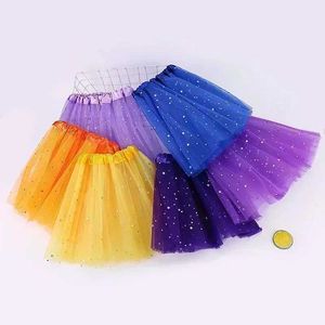 Abito tutu Summer Kids Baby Star Glitter Dance Gonna tutu per ragazza paillettes 3 strati Tulle Toddler Pettiskirt Children Chiffon 2-8t D240507