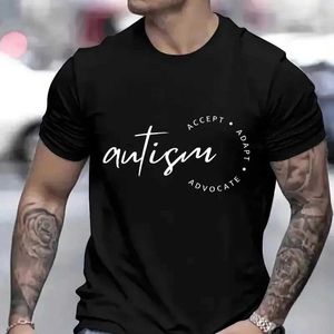 Men's T-Shirts Men Ts Autism Awareness Ts Graphic Clothing Printed Tshirt Y2K Fashion Mens Autism Accept T-shirt Male Strtwear Tops T240506