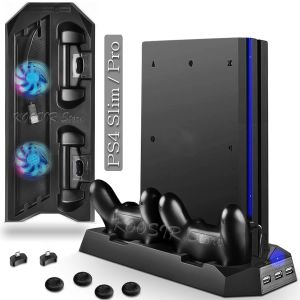 Joysticks nuovissimo PS4 Slim Game Console Vertical Stand Cooling Fan per Sony PlayStation 4 Slim / Pro con 2 controller di ricarica stazione