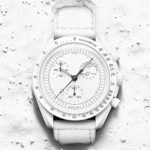 Bioceramic Planet Moon Herren Uhren Vollfunktions Quarz Chronograph Uhr Mission für Mercury 42mm Nylon Luxus Uhr Limited Edition Master Armbanduhr