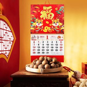 Kalender 2st väggkalender för vägghushållens stora hängkalender för väggen året för draken 2024