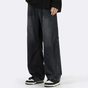 Männer Straight Bein Jeans schmeichelnd Herren Hip Hop Style Denimhose Damen Hohe Taille Baggy Hosen lässig breit 240426