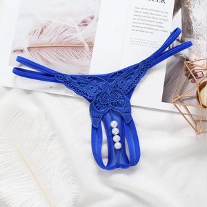 New Fashion Underpants Female Butterfly with Pearls Tangas Women Sexy G String Sexy Underwear Thongs Ladies Lace Lingerie Sexy Transparent Panties