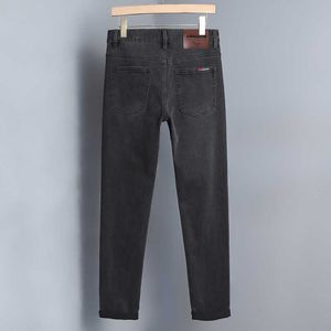 Höst/vinter 2023 Mens Jeans rakt fit Elastic Light Luxury Busin Grey Nine Point