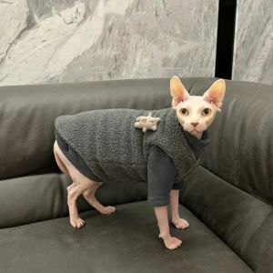 衣類男性猫衣類フリースコートジャケットスーツスフィンス猫冬の灰色の柔らかいスウェットシャツのための暖かい厚いベストデボンレックス