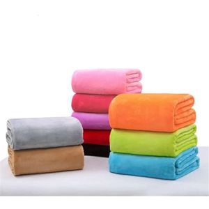 Blankets Color Fleece Soft Solid Flannel Warm Coral Pets Blanket