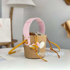 Nowa torba na plażę Summer mały drzewny koszyk luksusowy designerka słomiana płótno torba na crossbody mody Kobiety Zakupy swobodne torba na ramię TOTE torebka najwyższa jakość 10a