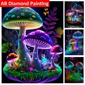 Stitch Diy Ab Diamond Målning Magic Mushroom Landscape Full Square/Round Brodery Mosaic Rhinestones Picture Art Crafts Home Decor