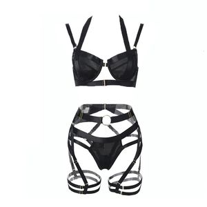 YBFDO sexy lingerie floral lingerie erotic suspender 4 intimate items suspender with bow tempting exotic briefing set 240425