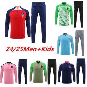 24 25 Atletico Madrids Tracksuit Soccer Jerseys Morata Griezmann Joao Felix 2024 Men Kids Atletico krótkie rękawie