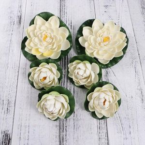 Dekorative Blumen Künstliche Teichpflanze Lotus Lilien Home Blumendekoration Accessoires (weiß)