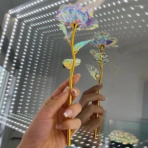 Decorative Flowers 24k Gilded Rose Gold Crystal Artificial Flower The Gift For Christmas Wedding Anniversary Mother's Day Valentine's