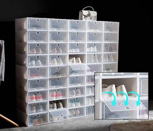 Clear Plastic Shoe Box HeartRound Shaped 7 Colors Dustproof Sneaker Storage Large Organizer Flip Transparent High Heels Boxes Sta3050922